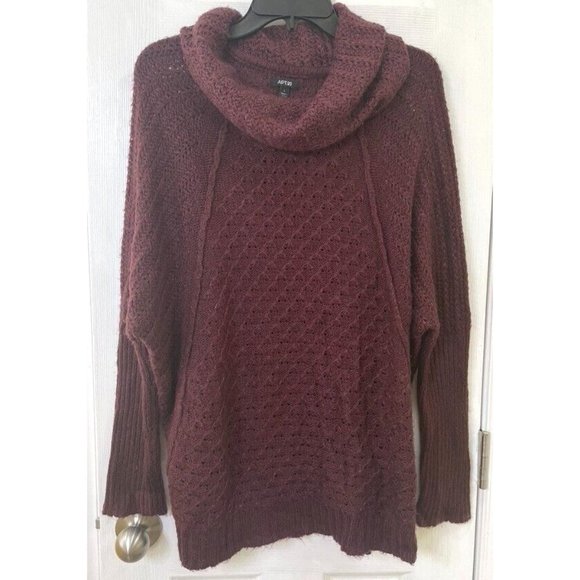 Apt 9 women's sweater size L oversize burgundy red sparkly threads throughout - Picture 1 of 8